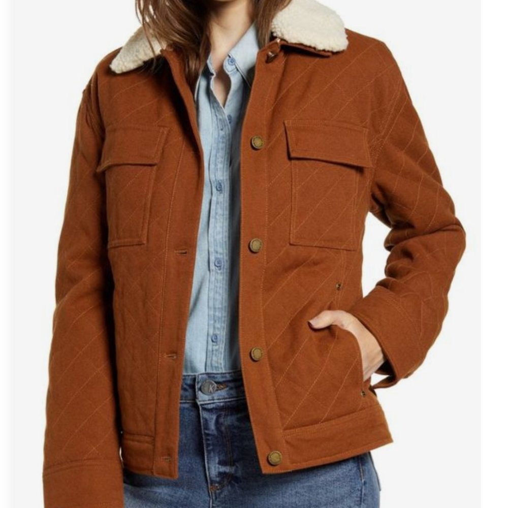 Pendleton Women's Coat, Sidney Quilted Barn Coat, Utility, Brown, Size S - Picture 12 of 12